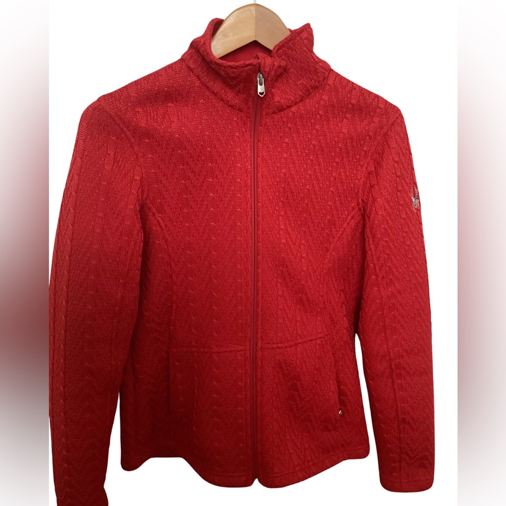 Spyder Major Cable Stryke Fleece Jacket Red Full Zip Sweater M